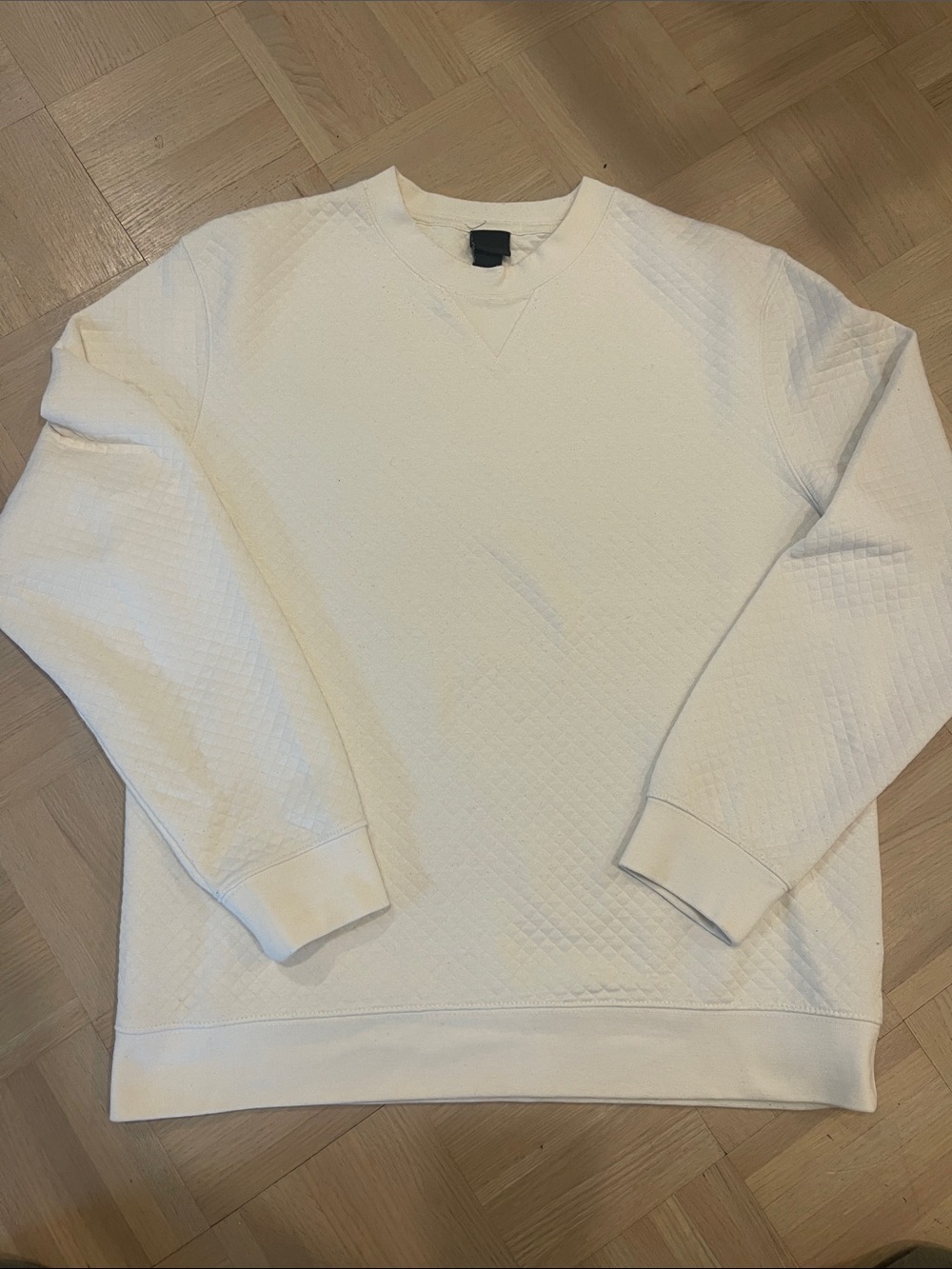 H&M Men’s Classic Quilted Crewneck Sweater - White